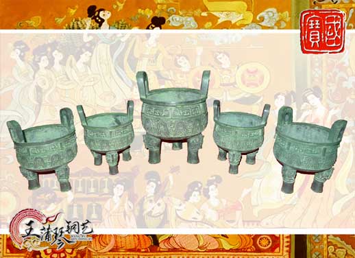 銅鼎，銅五鼎，中國鼎，佛像用鼎